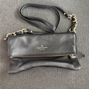 Kate Spade Black Leather Crossbody with Gold Accents